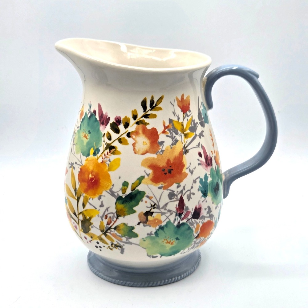 The Pioneer Woman Large Serving Pitcher Willow 3.2 QT Floral Stoneware Cottage